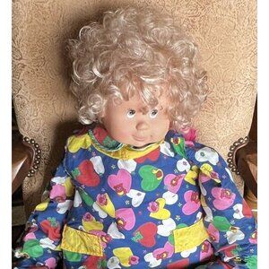 Vintage Large Rubber Double Face 42" Doll Famosa Sleeping Smilling Fabric Dreams